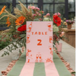 Numeração De Mesa Casamento de Boho de Onda Colorida Retro Engraçado<br><div class="desc">Casamento de Boho Colorido de Onda Colorida Retro Groovy</div>