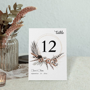 Numeração De Mesa Casamento de Boho Floral Negro e Natural