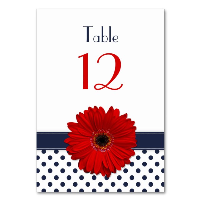 Numeração De Mesa Casamento de Bolinhas Azul- Marinho-Daisy-Gerber V (Verso)