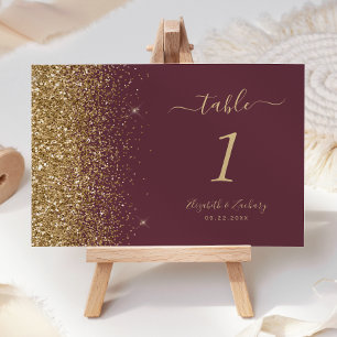 Numeração De Mesa Casamento de Borda Dourada com Glitter Moderno Dar