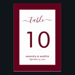 Numeração De Mesa Casamento de Borgonha Elegante<br><div class="desc">Números da mesa de casamento Elegante Burgundy. Personalizar facilmente online. Itens correspondentes disponíveis para complementar este cartão de número da mesa de casamento.</div>