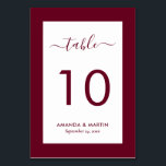 Numeração De Mesa Casamento de Borgonha Elegante<br><div class="desc">Números da mesa de casamento Elegante Burgundy. Personalizar facilmente online. Itens correspondentes disponíveis para complementar este cartão de número da mesa de casamento.</div>