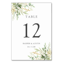 Numeração De Mesa Casamento de Botânica com Folhas Verdes