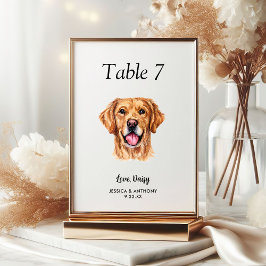 Numeração De Mesa Casamento de Cachorro Aquarela Moderna Simples