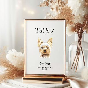 Numeração De Mesa Casamento de Cachorro Aquarela Moderna Simples 