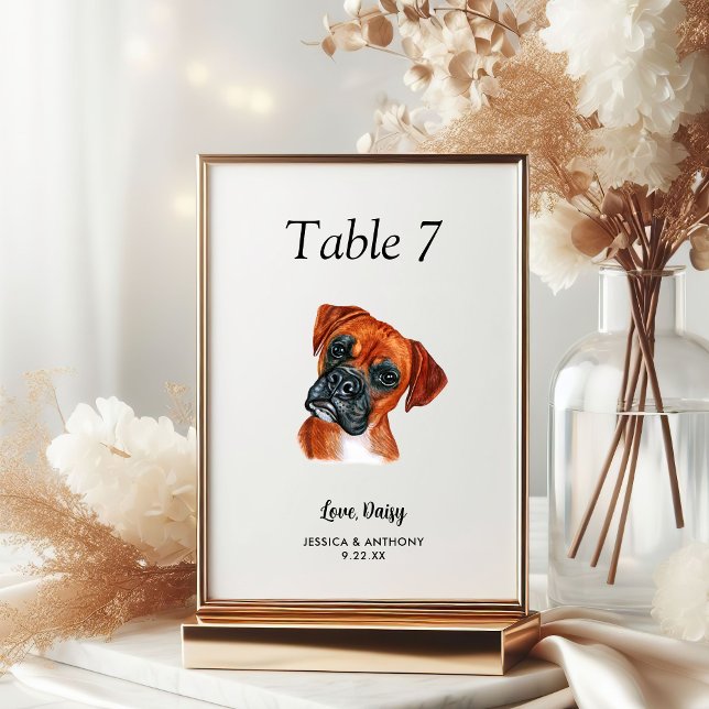 Numeração De Mesa Casamento de Cachorro Aquarela Moderna Simples  (Criador carregado)