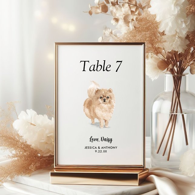 Numeração De Mesa Casamento de Cachorro Aquarela Moderna Simples  (Criador carregado)