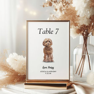 Numeração De Mesa Casamento de Cachorro Aquarela Moderna Simples