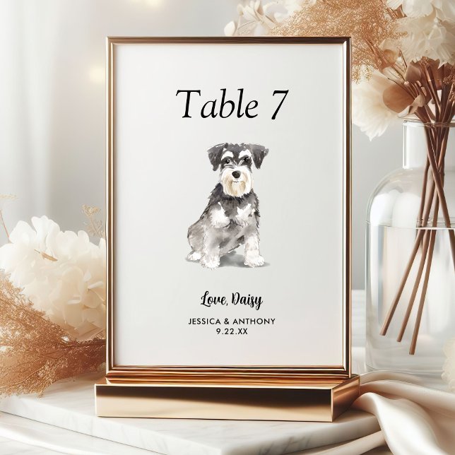 Numeração De Mesa Casamento de Cachorro Aquarela Moderna Simples  (Criador carregado)