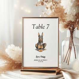 Numeração De Mesa Casamento de Cachorro com Aquarela Moderna Simples
