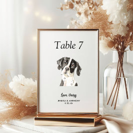 Numeração De Mesa Casamento de Cachorro com Aquarela Moderna Simples