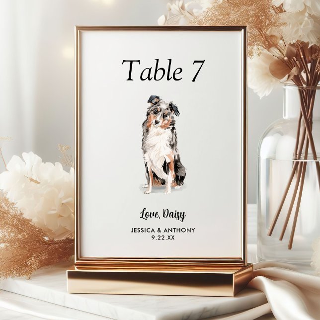 Numeração De Mesa Casamento de Cachorro com Aquarela Moderna Simples (Criador carregado)