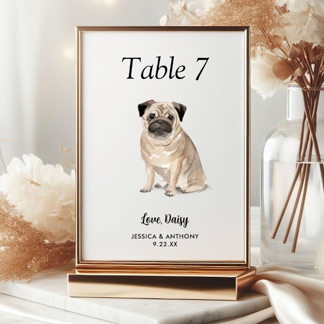 Numeração De Mesa Casamento de Cachorro com Aquarela Moderna Simples (Criador carregado)