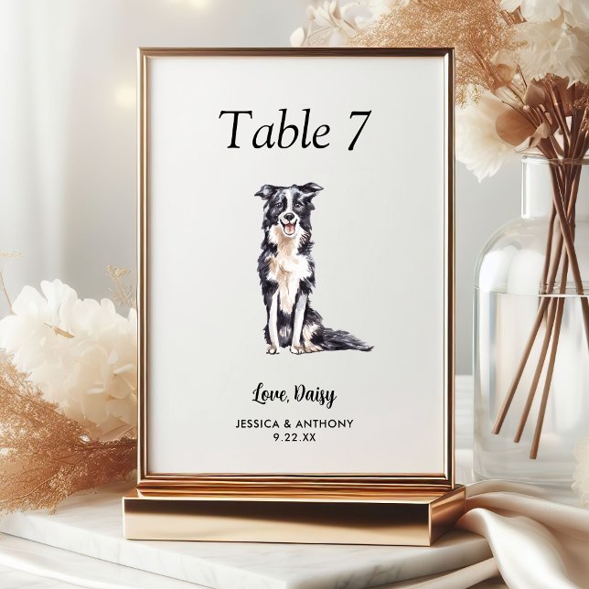 Numeração De Mesa Casamento de Cachorro com Aquarela Moderna Simples (Criador carregado)