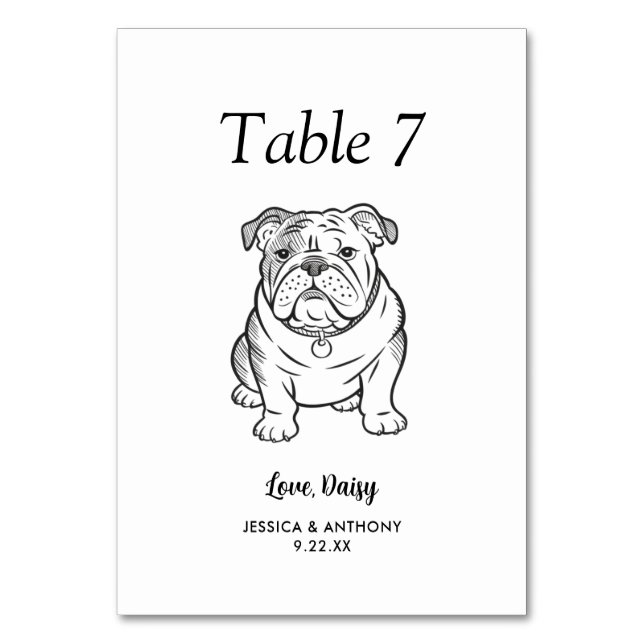 Numeração De Mesa Casamento de Cachorro Preto e Branco Simples  (Frente)
