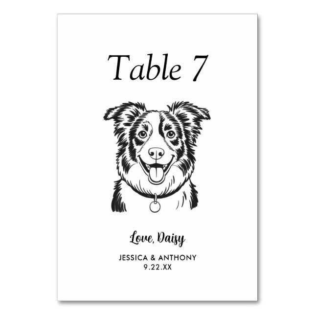 Numeração De Mesa Casamento de Cachorro Preto e Branco Simples  (Frente)