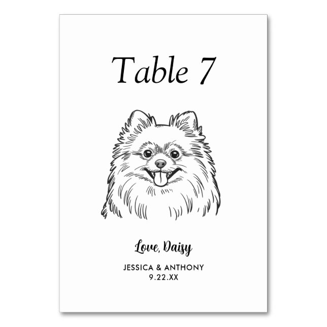 Numeração De Mesa Casamento de Cachorro Preto e Branco Simples  (Frente)