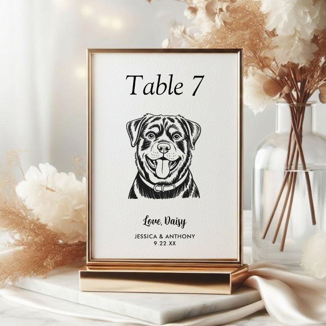 Numeração De Mesa Casamento de Cachorro Preto e Branco Simples  (Criador carregado)