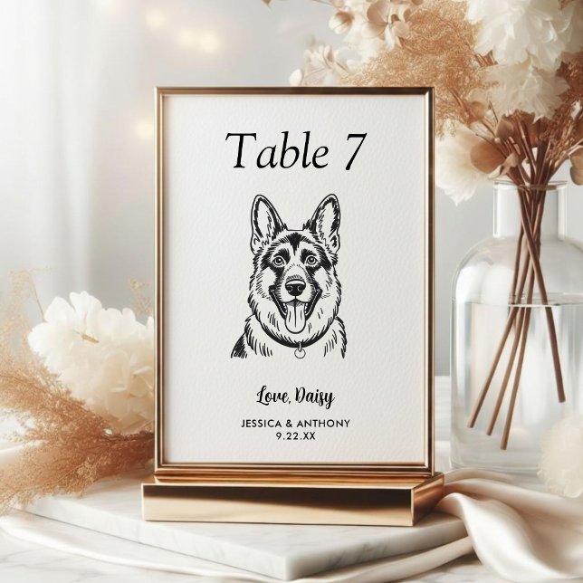 Numeração De Mesa Casamento de Cachorro Preto e Branco Simples  (Criador carregado)