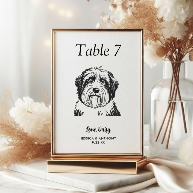 Numeração De Mesa Casamento de Cachorro Preto e Branco Simples  (Criador carregado)