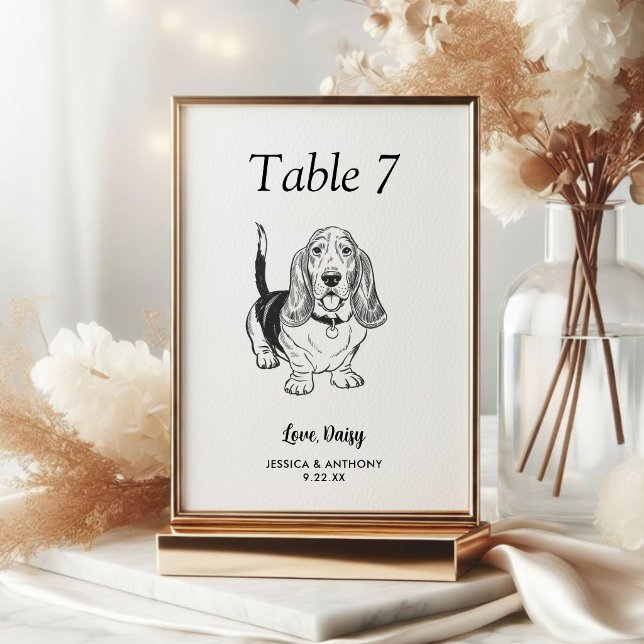 Numeração De Mesa Casamento de Cachorro Preto e Branco Simples  (Criador carregado)