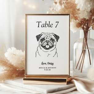 Numeração De Mesa Casamento de Cachorro Preto e Branco Simples