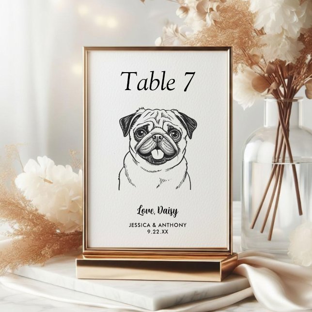 Numeração De Mesa Casamento de Cachorro Preto e Branco Simples (Criador carregado)