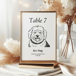 Numeração De Mesa Casamento de Cachorro Preto e Branco Simples