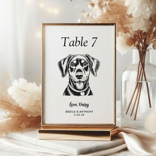Numeração De Mesa Casamento de Cachorro Preto e Branco Simples