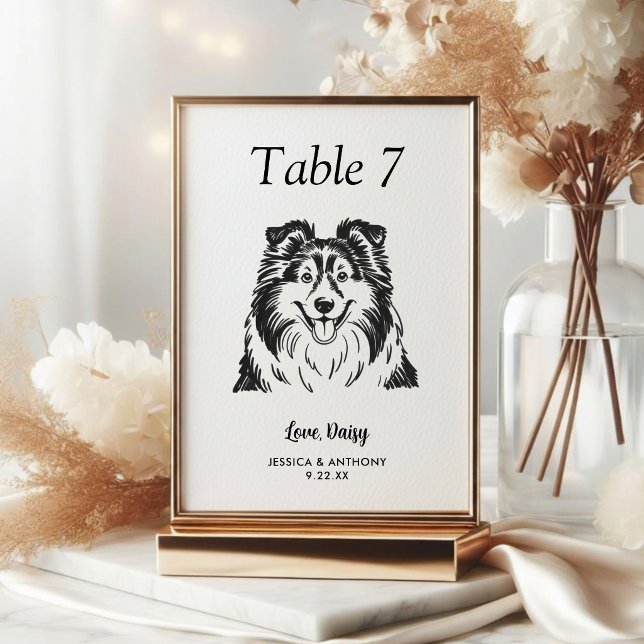 Numeração De Mesa Casamento de Cachorro Preto e Branco Simples (Criador carregado)
