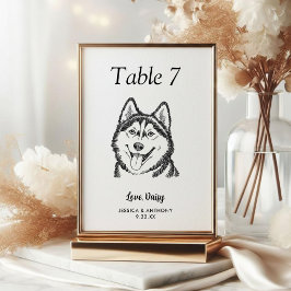 Numeração De Mesa Casamento de Cachorro Preto e Branco Simples 