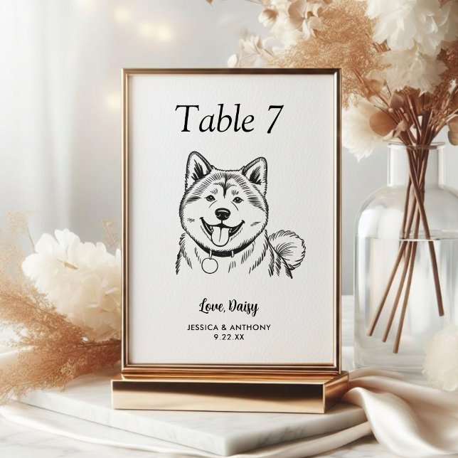 Numeração De Mesa Casamento de Cachorro Preto e Branco Simples  (Criador carregado)