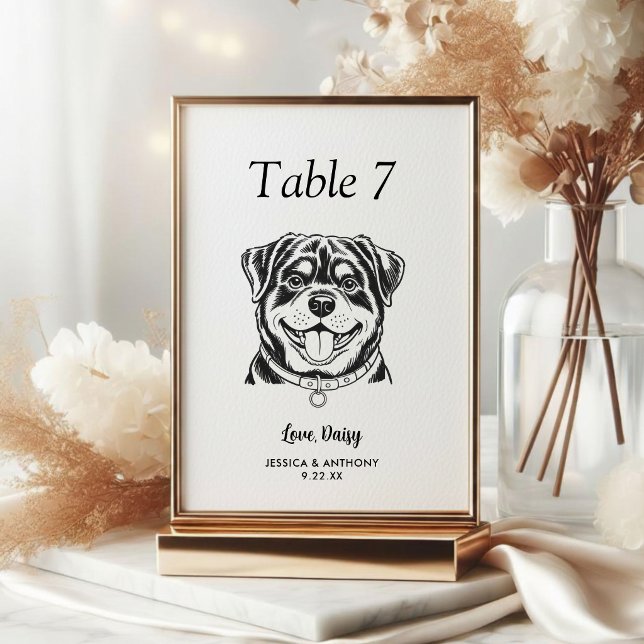 Numeração De Mesa Casamento de Cachorro Preto e Branco Simples  (Criador carregado)