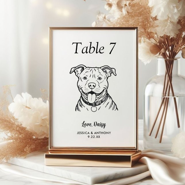 Numeração De Mesa Casamento de Cachorro Preto e Branco Simples  (Criador carregado)