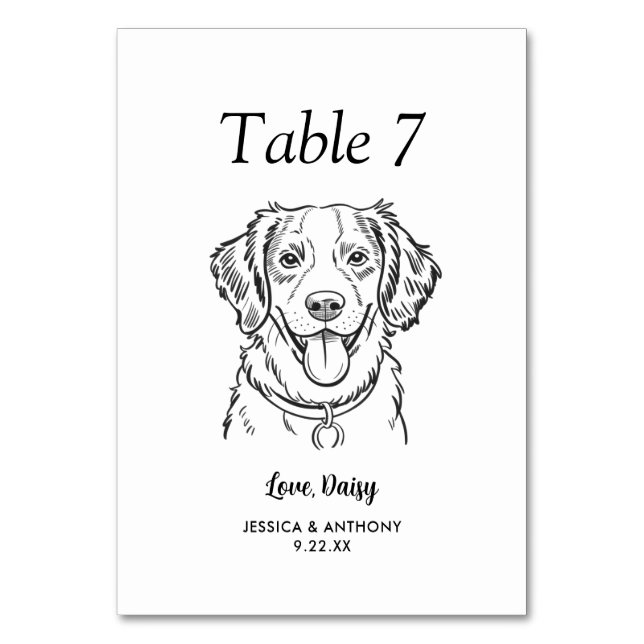 Numeração De Mesa Casamento de Cachorro Preto e Branco Simples (Frente)