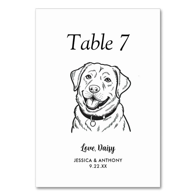 Numeração De Mesa Casamento de Cachorro Preto e Branco Simples (Frente)