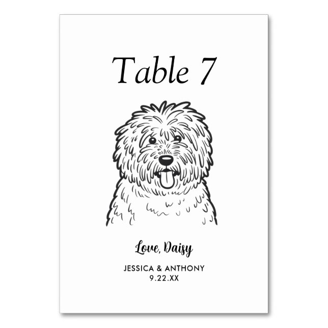 Numeração De Mesa Casamento de Cachorro Preto e Branco Simples  (Frente)