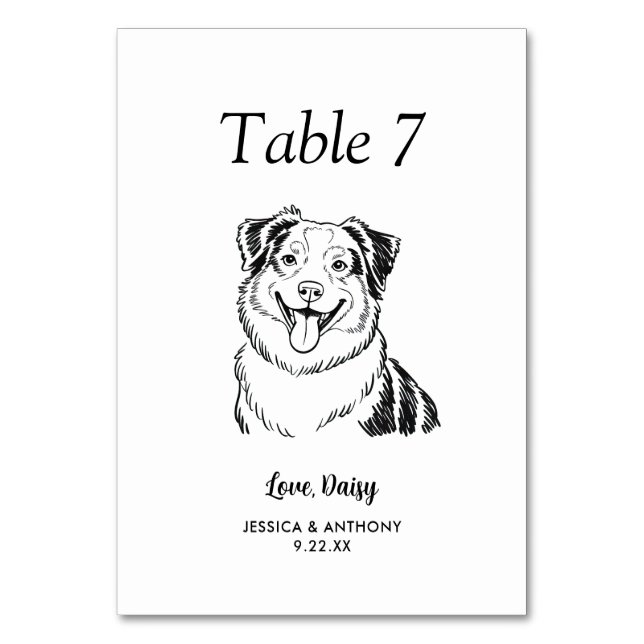 Numeração De Mesa Casamento de Cachorro Simples Preto e Branco  (Frente)