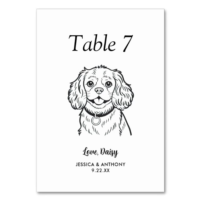 Numeração De Mesa Casamento de Cachorro Simples Preto e Branco (Frente)
