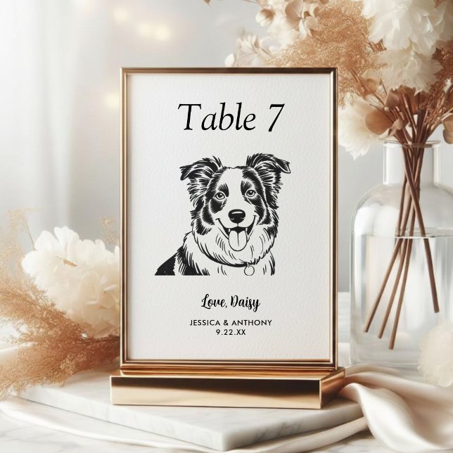 Numeração De Mesa Casamento de Cachorro Simples Preto e Branco (Criador carregado)