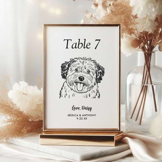 Numeração De Mesa Casamento de Cachorro Simples Preto e Branco (Criador carregado)