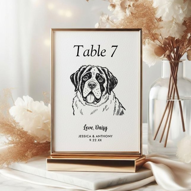Numeração De Mesa Casamento de Cachorro Simples Preto e Branco (Criador carregado)