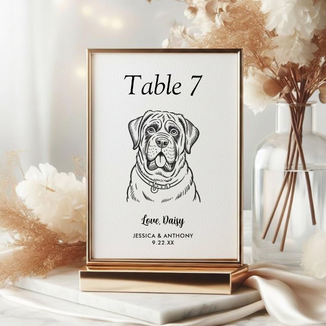 Numeração De Mesa Casamento de Cachorro Simples Preto e Branco (Criador carregado)