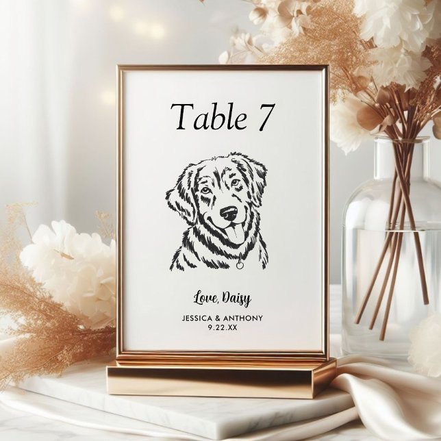 Numeração De Mesa Casamento de Cachorro Simples Preto e Branco (Criador carregado)