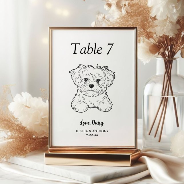 Numeração De Mesa Casamento de Cachorro Simples Preto e Branco  (Criador carregado)