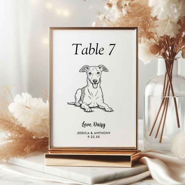 Numeração De Mesa Casamento de Cachorro Simples Preto e Branco (Criador carregado)