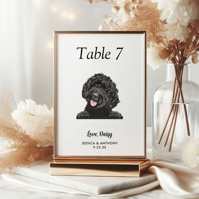 Numeração De Mesa Casamento de Cachorro Simples Preto e Branco (Criador carregado)