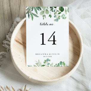 Numeração De Mesa Casamento de Caligrafia Botânica Eucalyptus Verde
