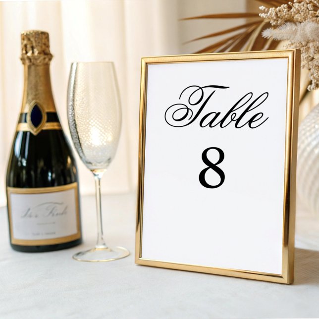 Numeração De Mesa Casamento de Caligrafia Clássica Preto e Branco (Criador carregado)