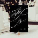 Numeração De Mesa Casamento de Caligrafia de Luxo Número 13, Preto<br><div class="desc">Mesa 13. Verifique todos os números disponíveis. | Luxo e elegante número da mesa de casamento com caligrafia elegante com suas iniciais. Para uma personalização mais avançada deste design,  clique no BOTÃO FERRAMENTA DESIGN AZUL acima!</div>